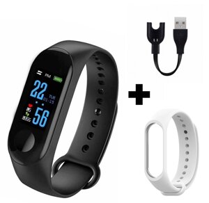 Фітнес-браслет Smart Bracelet Mi Band M3. Штекер заряджання. Чорний і білий