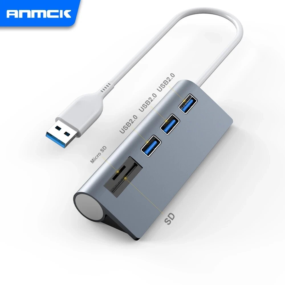 Хаб-перехідник Концентратор Card Reader 5в1 HUB USB 2.0 / 3 Port USB + TF + SD (HC) / ЮСБ-хаб Кардридер DF65 від компанії А11 - фото 1