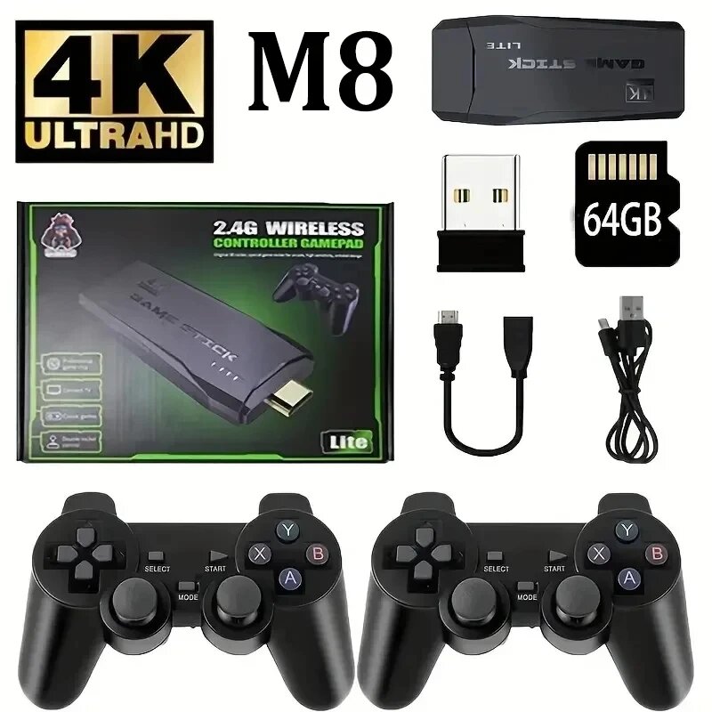 Ігрова ТВ Приставка з бездротовими Джойстиками HDMI Game Stick Lite M8 64Gb 10000 ігор 4K Ultra HD DS44 від компанії А11 - фото 1