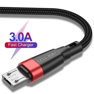 Кабель швидкого заряджання Uslion 3A USB — Micro USB 1 метр WU873-3. Зарядний дріт шнур для телефона мікро ЮСБ