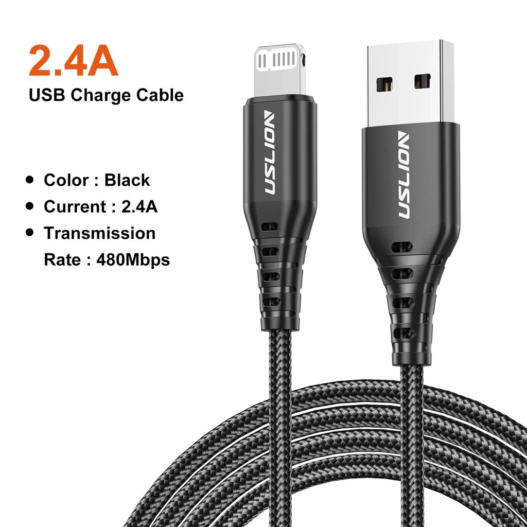 Кабель для швидкого заряджання iPhone USB — Lightning 2.4 A 1 м. Зарядний дріт шнур на айфон лайтінг CWF003 від компанії А11 - фото 1