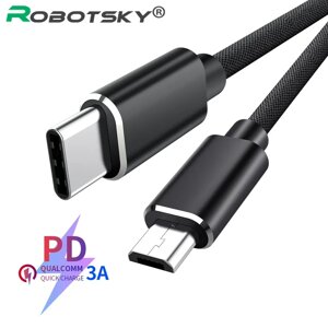 Кабель для заряджання Type-C — micro USB 1 м. Зарядний дріт шнур для телефона смартфона Тайп C на мікро ЮСБ