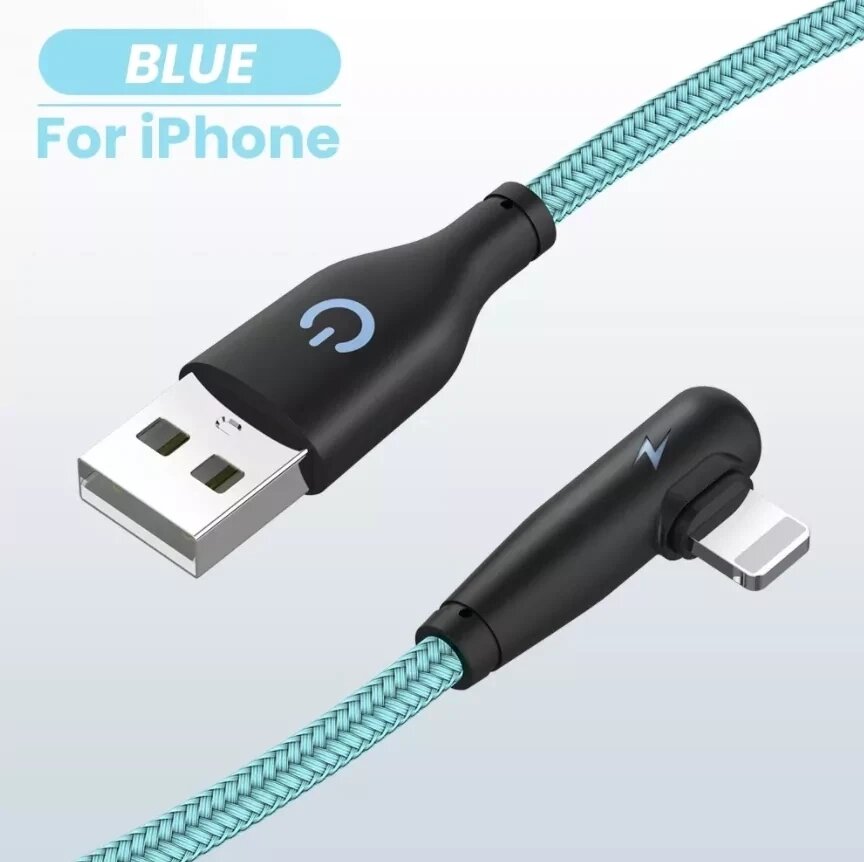 Кабель кутовий для швидкого заряджання iPhone USB — Lightning FJ72B. Кабель лайтінг для айфона від компанії А11 - фото 1