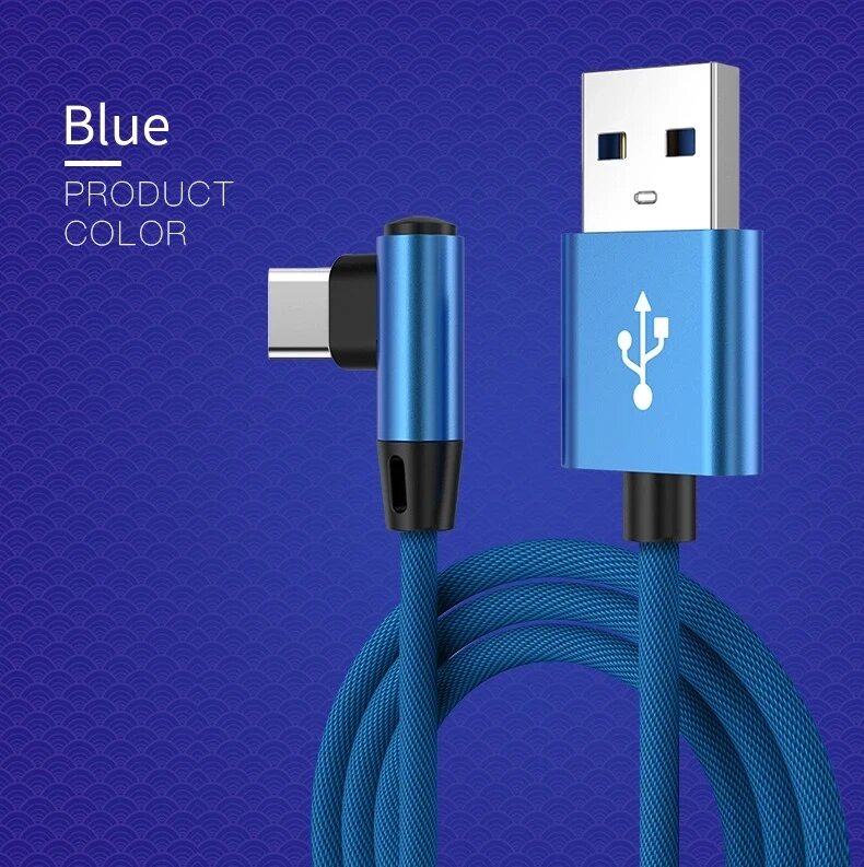 Кабель кутового швидкого заряджання Quick Charge USB — Type-C 1 м. Зарядний дріт шнур для телефона OL90-2 від компанії А11 - фото 1