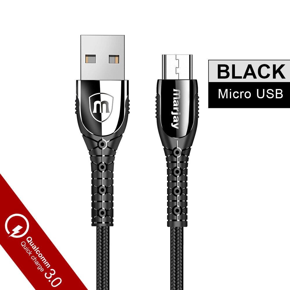 Кабель швидкого заряджання Marjay 3A USB — Micro USB 1 метр CV44316 Чорний від компанії А11 - фото 1