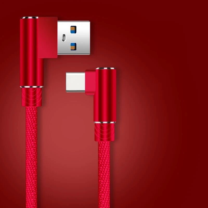 Кабель швидкого заряджання Quick Charge 2.4 A USB — Type-C 1 метр D5X Червоний. Зарядний дріт шнур для телефона від компанії А11 - фото 1