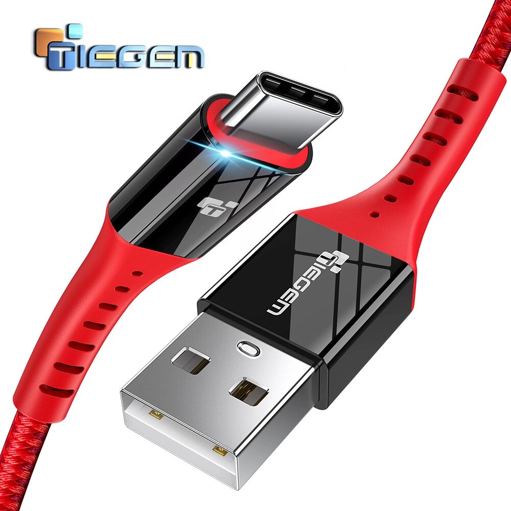 Кабель швидкого заряджання Quick Charge 3A Tiegem USB — Type-C 1 метр AS7611 Червоний від компанії А11 - фото 1