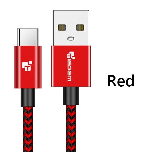 Кабель швидкого заряджання Quick Charge 3A Tiegem USB — Type-C 1 метр GW5552 Червоний від компанії А11 - фото 1