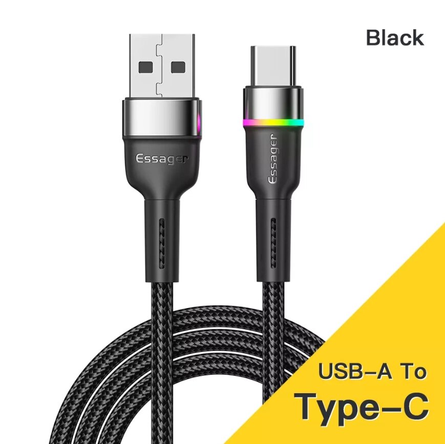 Кабель швидкого заряджання Quick Charge 3A USB — Type-C 0.5 метра ER59-05. Шнур для заряджання телефона, смартфона від компанії А11 - фото 1