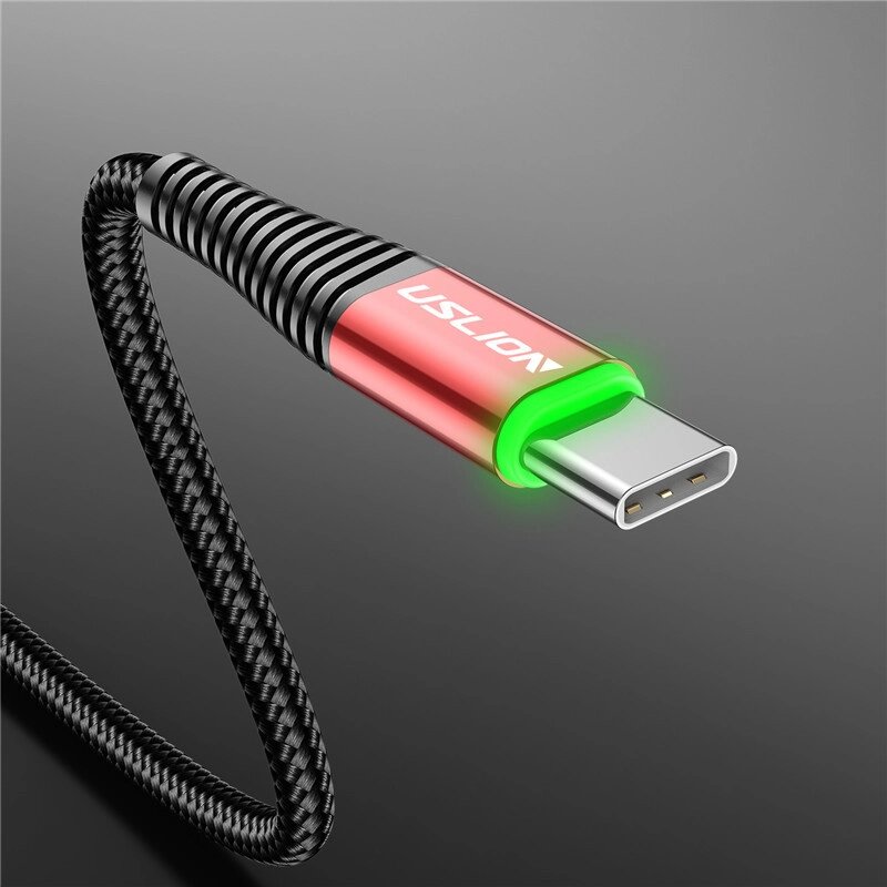 Кабель швидкого заряджання Quick Charge 3A Uslion USB — Type-C 1 метр BF74265 Червоний від компанії А11 - фото 1