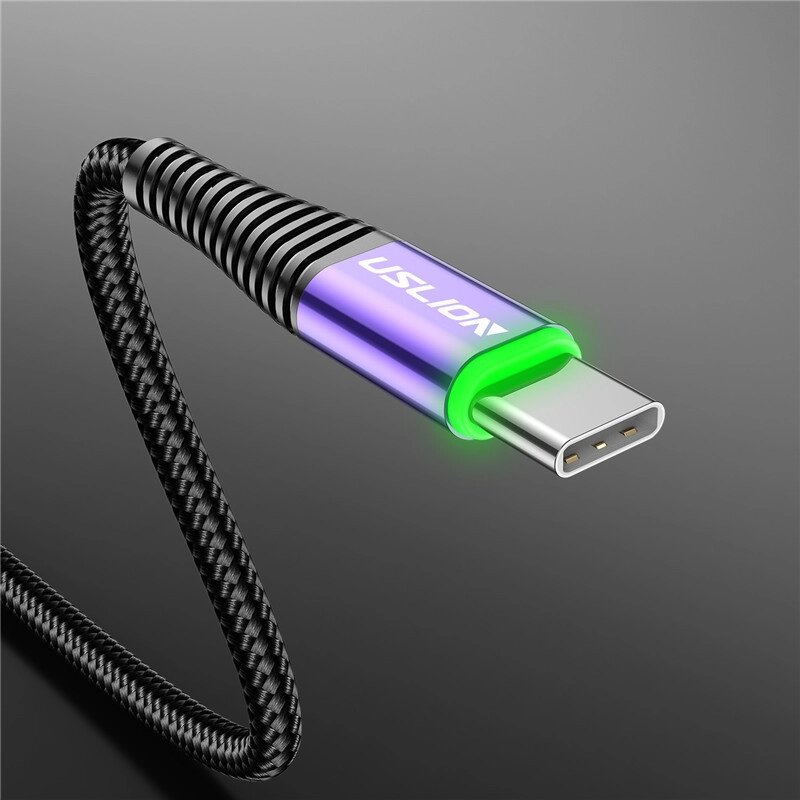 Кабель швидкого заряджання Quick Charge 3A Uslion USB — Type-C 1 метр BF74265 Фіолетовий від компанії А11 - фото 1