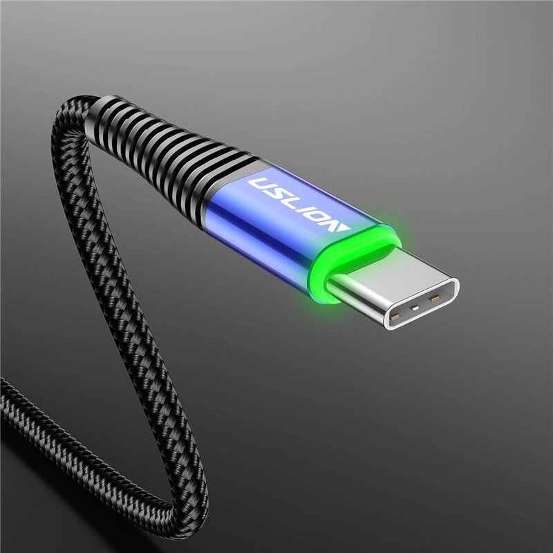 Кабель швидкого заряджання Quick Charge 3A Uslion USB — Type-C 1 метр BF74265 Синій від компанії А11 - фото 1