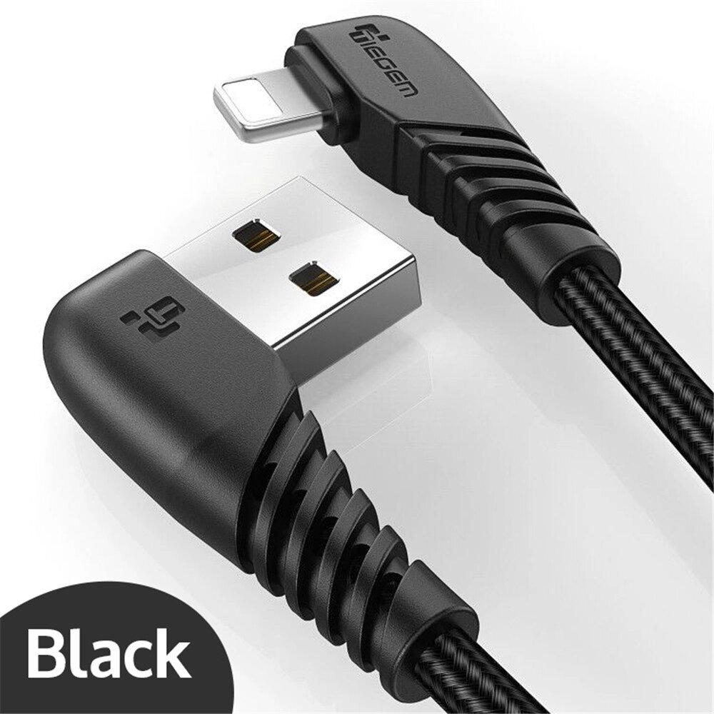 Кабель швидкого заряджання Tiegem 2.4A USB — Lightning 2 метри TY288354 Чорний від компанії А11 - фото 1