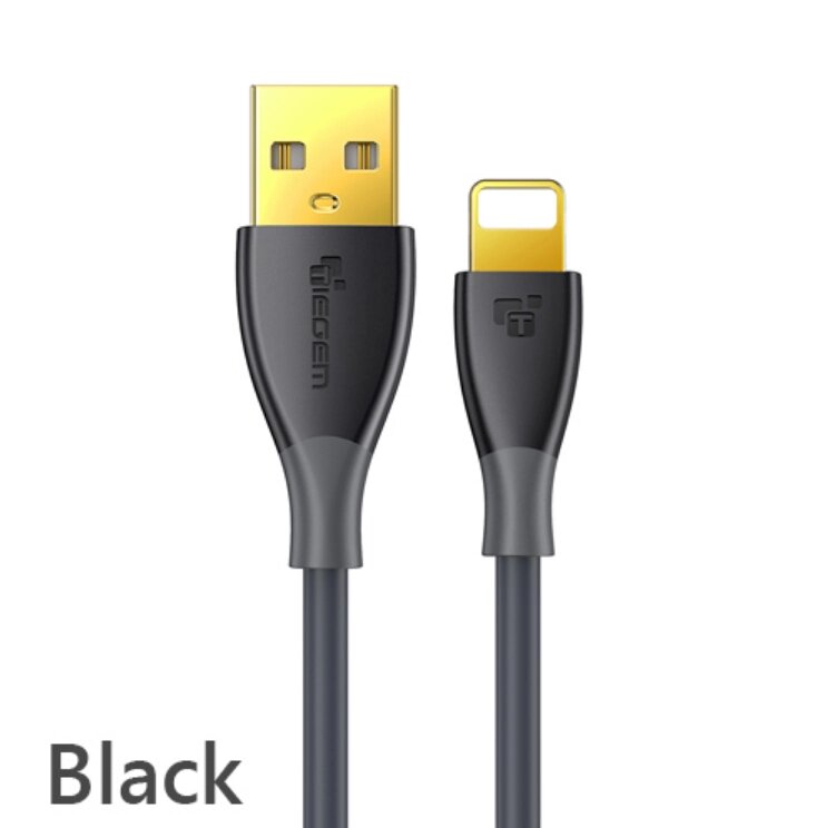 Кабель швидкого заряджання Tiegem 2.5 A USB — Lightning 1 метр BZ41112 Чорний від компанії А11 - фото 1