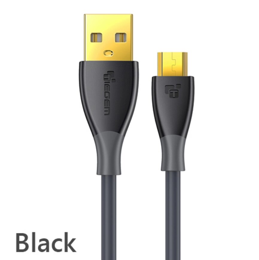 Кабель швидкого заряджання Tiegem 2.5A USB — Micro USB 1 метр UY421345 Чорний від компанії А11 - фото 1