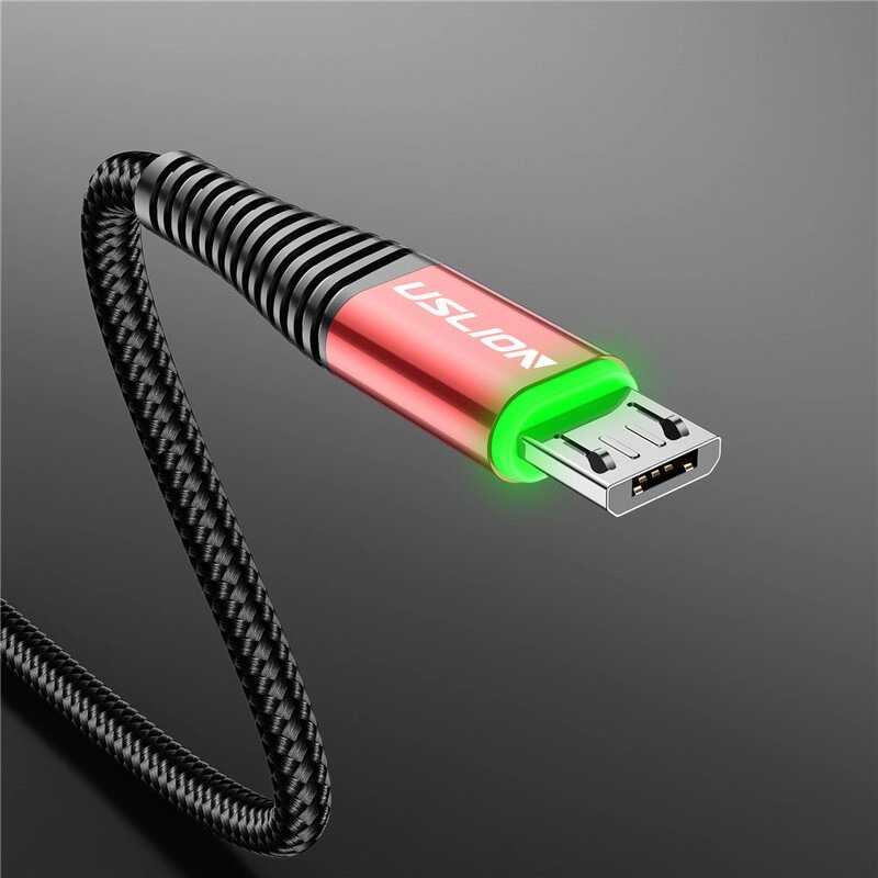 Кабель швидкого заряджання Uslion 3A USB — Micro USB 1 метр DE21421 Червоний від компанії А11 - фото 1