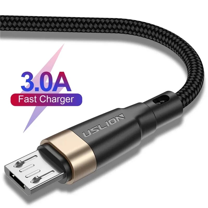 Кабель швидкого заряджання Uslion 3A USB — Micro USB 1 метр WU873-2. Зарядний дріт шнур для телефона мікро ЮСБ від компанії А11 - фото 1