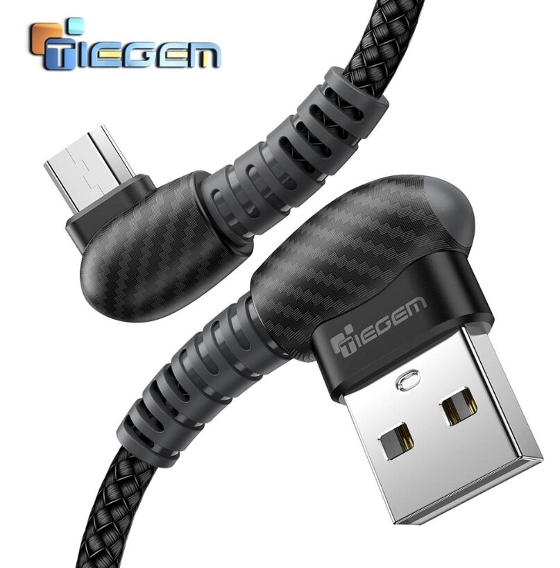 Кабель Tiegem Carbon 2.4A USB — Micro USB 1 метр FR612321 Чорний від компанії А11 - фото 1