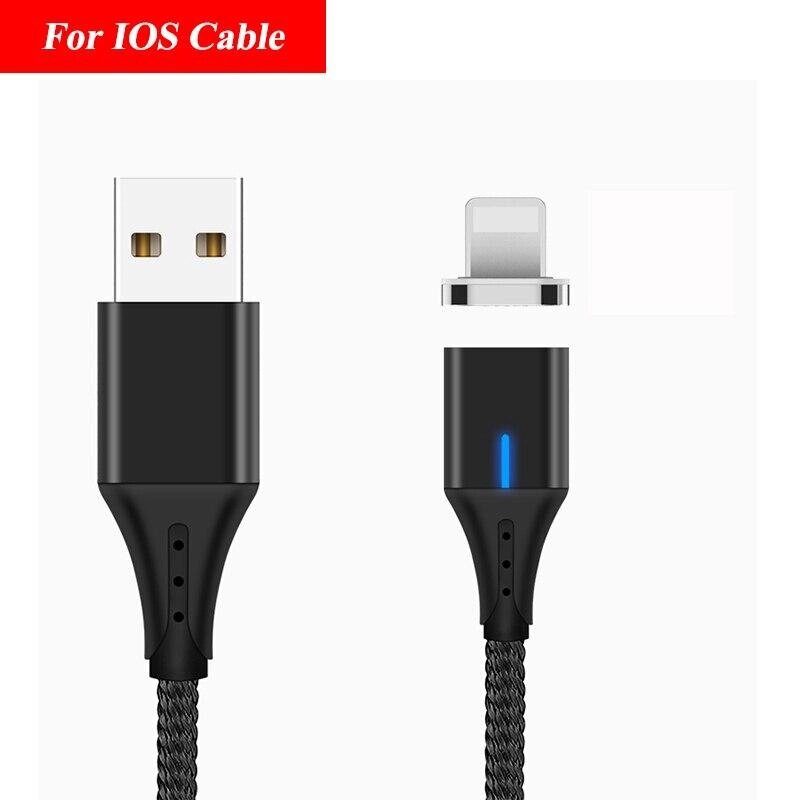 Магнітний кабель для швидкого заряджання телефона, смартфона Tiegem USB — Lightning 1 метр DE43112 Чорний від компанії А11 - фото 1