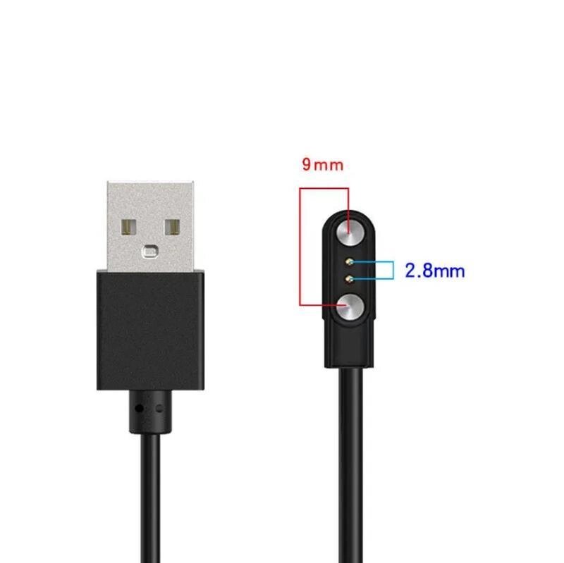 Магнітний зарядний пристрій для смарт-годинника USB — 2Pin/2.8 mm GH009. Заряджання для смарт-годинника від компанії А11 - фото 1