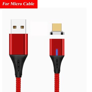 Магнітний кабель для швидкого заряджання телефона, смартфона Tiegem USB — Micro USB 1 метр DE43113 Червоний