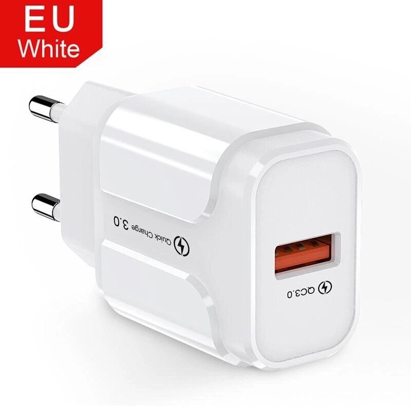 Мережевий зарядний пристрій зі швидким заряджанням Tiegem Quick Charge 3,0 DK8943 Білий від компанії А11 - фото 1