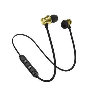 Навушники Bluetooth Gold Sport на магніті Золотистий. Вакуумні навушники блютуз для спорту, телефона