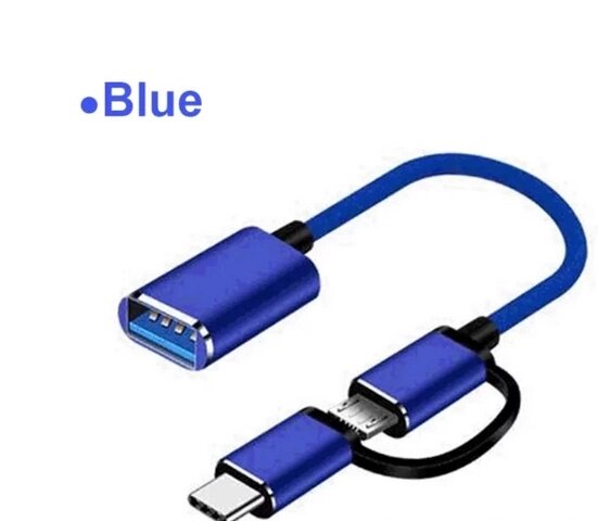 OTG 2в1 адаптер, перехідник Type-C/micro USB — USB 3.0 для смартфона XS84Q від компанії А11 - фото 1