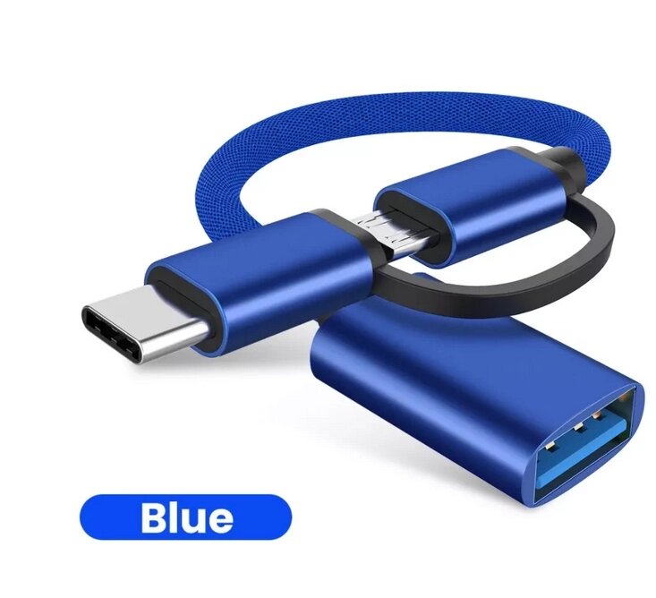 Перехідник, адаптер OTG 2в1 Type-C/micro USB — USB 3.0 для смартфона, телефона DS65-D від компанії А11 - фото 1