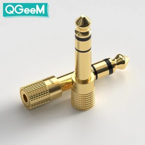 Перехідник-адаптер аудіо Premium 3.5 мм Jack Female — 6.5 мм Jack Male Gold / 3.5 mm на 6.5 mm EW7687