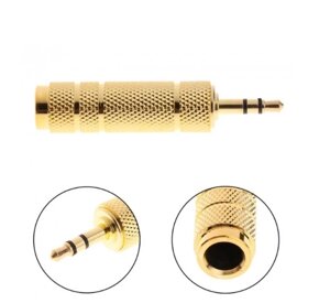 Перехідник аудіо 6.3 мм Jack Female — 3.5 мм Jack Male Gold. Перехідник 6,3 mm на 3,5 mm HG44X