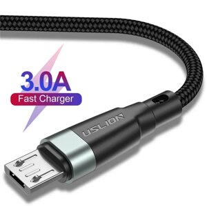 Кабель швидкого заряджання Uslion 3A USB — Micro USB 1 метр WU873-1. Зарядний дріт шнур для телефона мікро ЮСБ