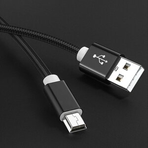 Кабель USB 2.0 — Mini USB 1 метр VDE43 Чорний. Шнур зарядка Mini USB to USB. ЕСБ — Міні ЮСБ