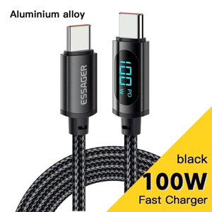 Кабель швидкого заряджання Quick Charge 3A USB Type-C — USB Type-C Essager 1 метр KL4194 Чорний