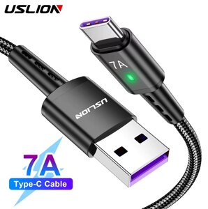 Кабель для швидкого заряджання Quick Charge USB — Type-C LED 1 метр NM98. Шнур для заряджання телефона