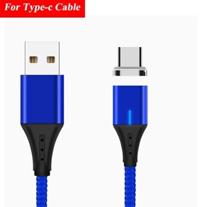 Магнітний кабель для швидкого заряджання телефона, смартфона Tiegem USB — Type-C 2 метри DE43111 Синій