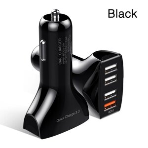 Автомобільний зарядний пристрій Quick Charge 3.0 USB 4 port YKZ FR5413 Чорний. Заряджання в машину