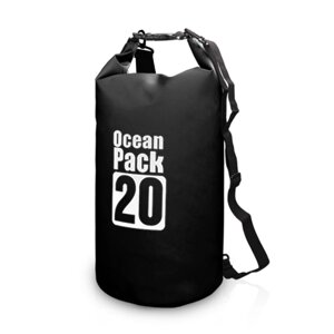 Водонепроникний гермомішок Ocean Pack 20L надміцний матеріал (ПВХ) Чорний