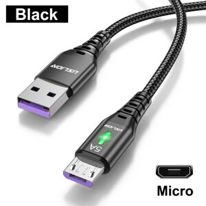 Кабель швидкого заряджання Uslion 5A USB — Micro USB 1 метр EK932. Зарядний дріт шнур для телефона мікро ЮСБ