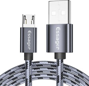 Кабель Essager 2.4 A USB — Micro USB 1 метр FR33311 Сірий