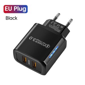 Мережевий зарядний пристрій для швидкого заряджання 2port USB QC3.0. Зарядний блок заряджання для телефона FE30-1