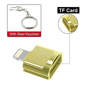 Металевий кардридер Lighting to Micro SD TF OTG. Брелок-картридер зчитувач флешкарт iPhone — MicroSD