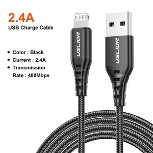 Кабель для швидкого заряджання iPhone USB — Lightning 2.4 A 1 м. Зарядний дріт шнур на айфон лайтінг CWF003