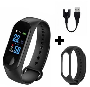 Фітнес-браслет Smart Bracelet Mi Band M3. Штекер заряджання. Чорний і чорний