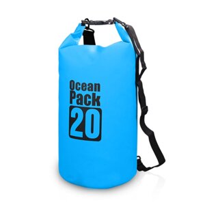 Водонепроникний гермомішок Ocean Pack 20L надміцний матеріал (ПВХ) Блакитний