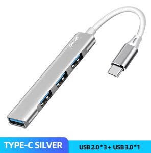 Концентратор зарядний пристрій USB Type-C Hub хаб адаптер перехідник 4в1 USB3.0 — USB2.0 Aluminum KD17S