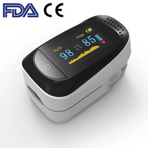 Пульсоксиметр напальний Oximeter DE4B-BW. Пульсометр оксиметр на палець. Вимірювач пульсу, кисню на палець