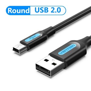 Кабель USB 2.0 — Mini USB 1 метр COG71 Чорний. Шнур зарядка Mini USB to USB. ЕСБ — Міні ЮСБ