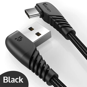 Кабель швидкого заряджання Quick Charge 3A Tiegem USB — Type-C 2 метри EW7632 Чорний