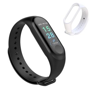 Розумний фітнес браслет з пульсометром та тонометром Smart Bracelet Mi Band M3 + ремінець 1W. Смарт годинник для спорту